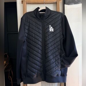 Men's Black Quilted Hybrid Puffer Jacket with LA Chest Logo